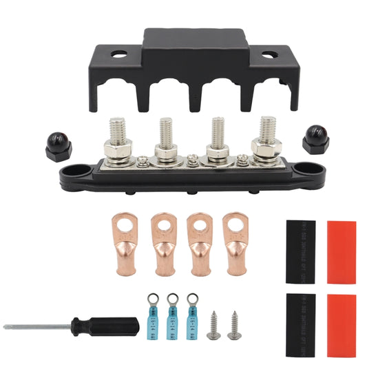 CP-4017 M10+M8 Power Distribution Block Terminal Studs with Terminals(Black) - Booster Cable & Clip by buy2fix | Online Shopping UK | buy2fix