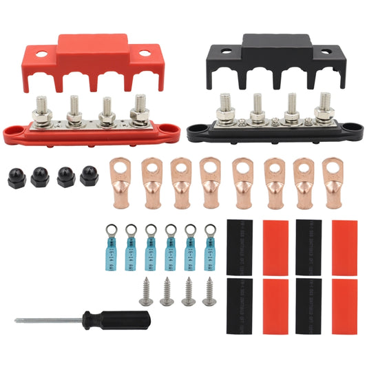 CP-4018 M10+M8 Power Distribution Block Terminal Studs Set with Terminals(Black + Red) - Booster Cable & Clip by buy2fix | Online Shopping UK | buy2fix