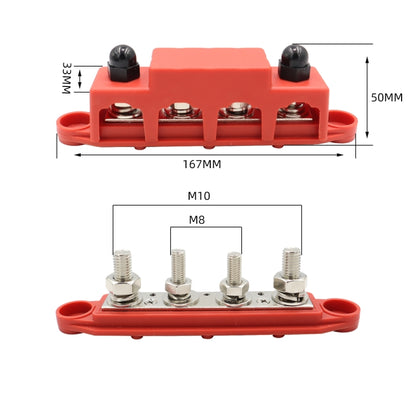 CP-4018 M10+M8 Power Distribution Block Terminal Studs Set with Terminals(Black + Red) - Booster Cable & Clip by buy2fix | Online Shopping UK | buy2fix