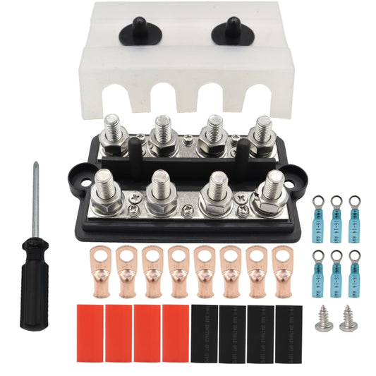 CP-4063 Double Row M10 Power Distribution Block Terminal Studs with Terminals(Black) - Booster Cable & Clip by buy2fix | Online Shopping UK | buy2fix