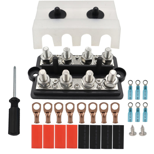 CP-4065 Double Row M8 Power Distribution Block Terminal Studs with Terminals(Black) - Booster Cable & Clip by buy2fix | Online Shopping UK | buy2fix