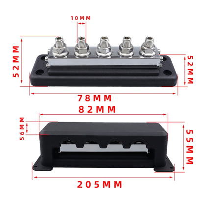 CP-4330-01 600A M10 Power Distribution Block Terminal Studs(Black) - Booster Cable & Clip by buy2fix | Online Shopping UK | buy2fix