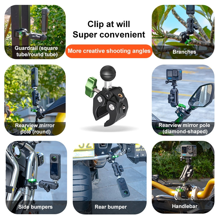 RUIGPRO Crab Clamp Action Camera Bracket 1/4 Ball Head with Phone Clamp by RUIGPRO