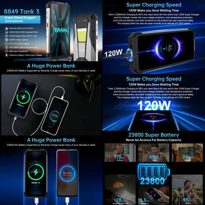 Unihertz Tank 3 / 8849, 16GB+512GB, Laser Rangefinder, 200MP Camera, Night Vision, 23800mAh Battery, 6.79 inch Android 13 Dimensity 8200 Octa Core, Network: 5G(Black) by Unihertz