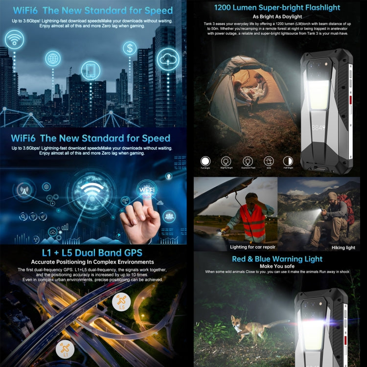 Unihertz Tank 3 / 8849, 16GB+512GB, Laser Rangefinder, 200MP Camera, Night Vision, 23800mAh Battery, 6.79 inch Android 13 Dimensity 8200 Octa Core, Network: 5G(Black) by Unihertz