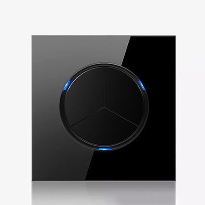 86mm Round LED Tempered Glass Switch Panel, Black Round Glass, Style:Three Billing Control -  by buy2fix | Online Shopping UK | buy2fix