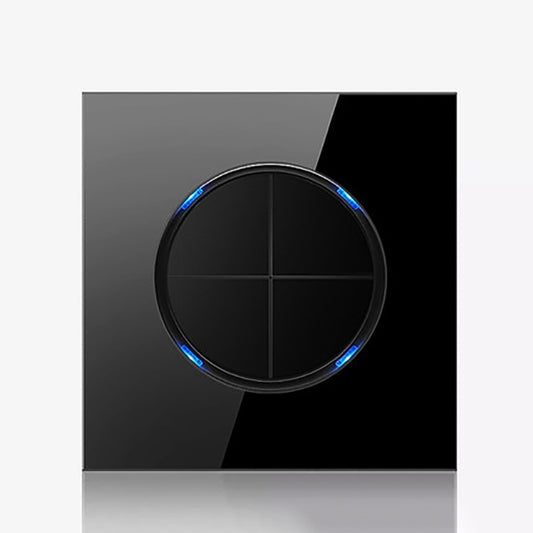 86mm Round LED Tempered Glass Switch Panel, Black Round Glass, Style:Four Open Dual Control -  by buy2fix | Online Shopping UK | buy2fix