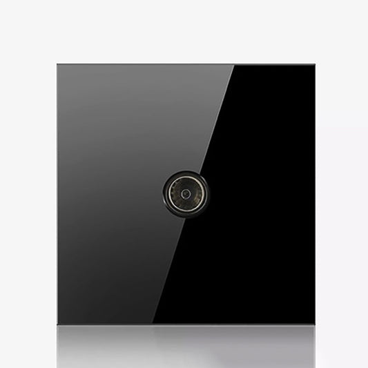 86mm Round LED Tempered Glass Switch Panel, Black Round Glass, Style:TV Socket -  by buy2fix | Online Shopping UK | buy2fix