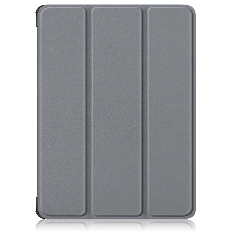 For OnePlus Pad Go / OPPO Pad Air2 / Neo Custer Solid Color 3-fold Holder Smart Leather Tablet Case(Grey) - OPPO by buy2fix | Online Shopping UK | buy2fix