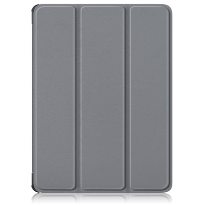 For OnePlus Pad Go / OPPO Pad Air2 / Neo Custer Solid Color 3-fold Holder Smart Leather Tablet Case(Grey) - OPPO by buy2fix | Online Shopping UK | buy2fix