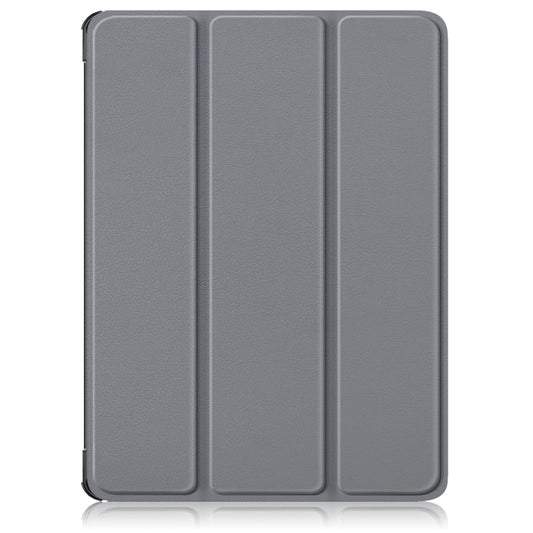For OnePlus Pad Go / OPPO Pad Air2 / Neo Custer Solid Color 3-fold Holder Smart Leather Tablet Case(Grey) - OPPO by buy2fix | Online Shopping UK | buy2fix