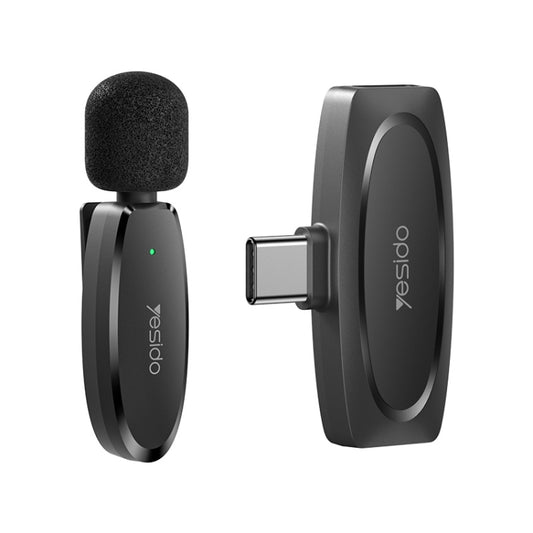 YESIDO KR11 Low-latency Wireless Lavalier Microphone with Type-C Receiver(Black) - Microphone by Yesido | Online Shopping UK | buy2fix