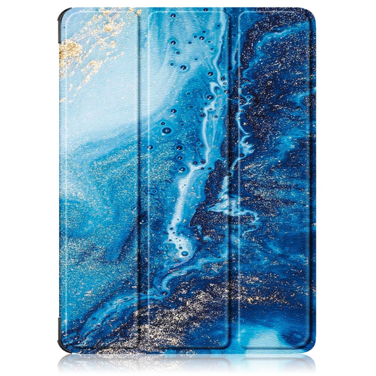 For OnePlus Pad Go / OPPO Pad Air2 / Neo Custer Painted 3-fold Holder Smart Leather Tablet Case(Waves) - OPPO by buy2fix | Online Shopping UK | buy2fix