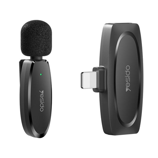 YESIDO KR12 Low-latency Wireless Lavalier Microphone with 8 Pin Receiver(Black) - Microphone by Yesido | Online Shopping UK | buy2fix