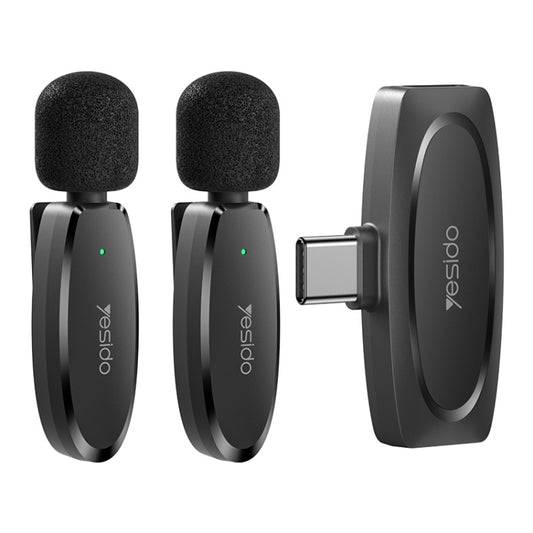 YESIDO KR13 Dual Low-latency Wireless Lavalier Microphone with Type-C Receiver(Black) - Microphone by Yesido | Online Shopping UK | buy2fix