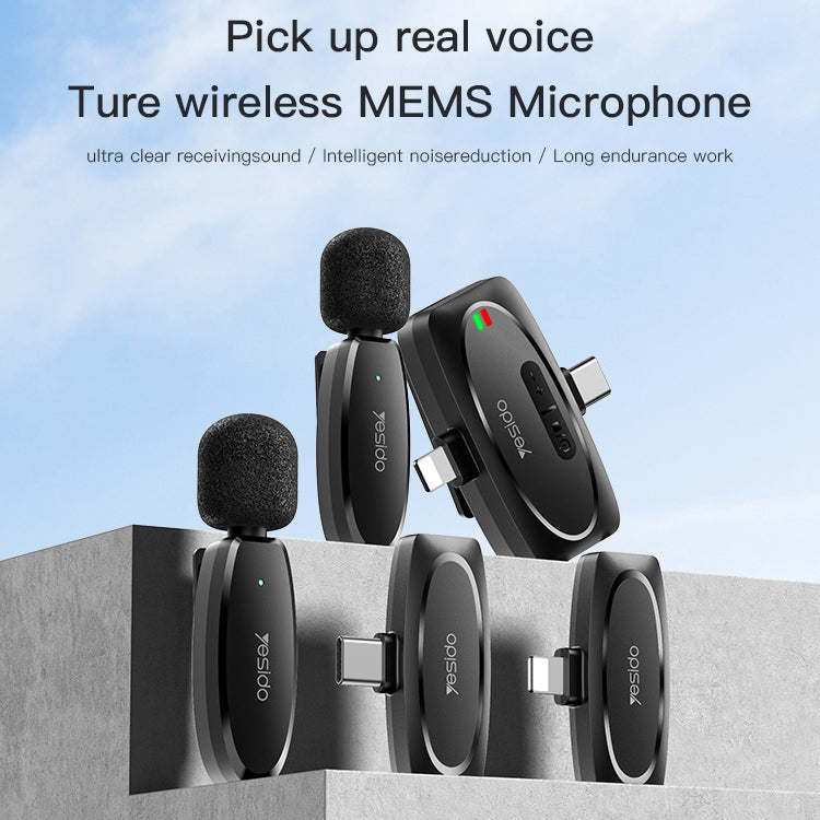 YESIDO KR13 Dual Low-latency Wireless Lavalier Microphone with Type-C Receiver(Black) - Microphone by Yesido | Online Shopping UK | buy2fix