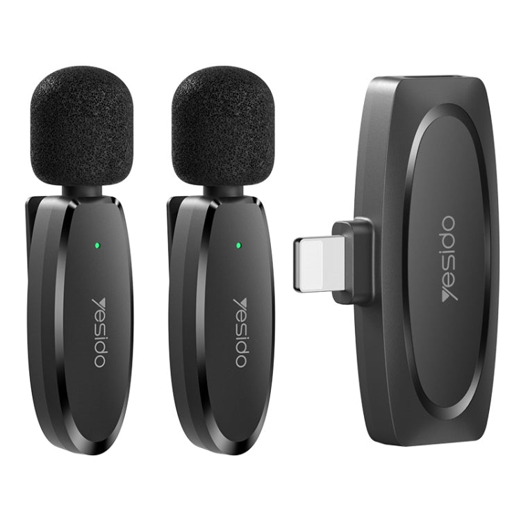 YESIDO KR14 Dual Transmitter Low-latency Wireless Lavalier Microphone with 8 Pin Receiver(Black) - Microphone by Yesido | Online Shopping UK | buy2fix