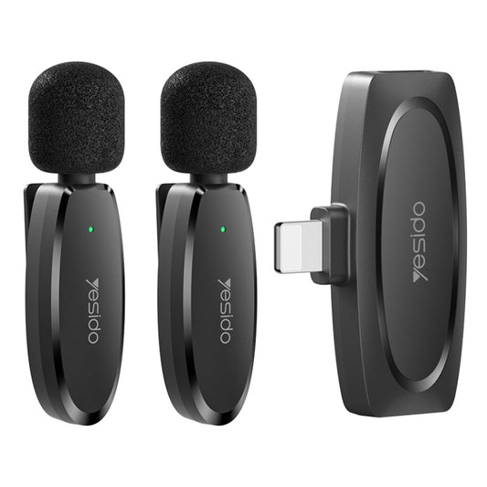 YESIDO KR14 Dual Transmitter Low-latency Wireless Lavalier Microphone with 8 Pin Receiver(Black) - Microphone by Yesido | Online Shopping UK | buy2fix