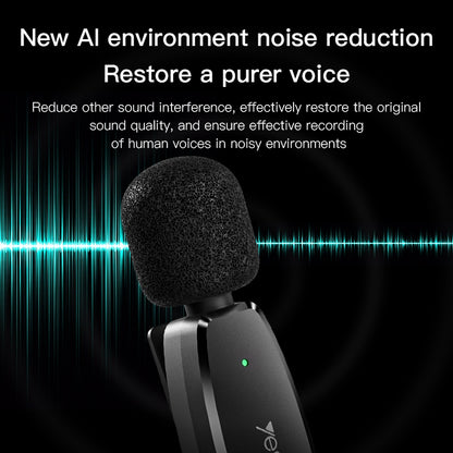 YESIDO KR14 Dual Transmitter Low-latency Wireless Lavalier Microphone with 8 Pin Receiver(Black) - Microphone by Yesido | Online Shopping UK | buy2fix