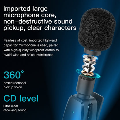 YESIDO KR14 Dual Transmitter Low-latency Wireless Lavalier Microphone with 8 Pin Receiver(Black) - Microphone by Yesido | Online Shopping UK | buy2fix