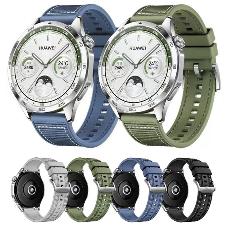 For Huawei Watch GT4 46mm Nylon Hybrid Braid Silicone Watch Band, Size: 22mm(Blue) by buy2fix