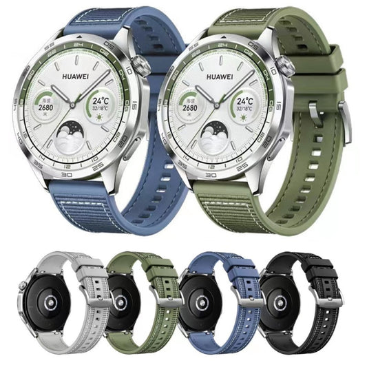 For Huawei Watch GT4 46mm Nylon Hybrid Braid Silicone Watch Band, Size: 22mm(Green) - Watch Bands by buy2fix | Online Shopping UK | buy2fix