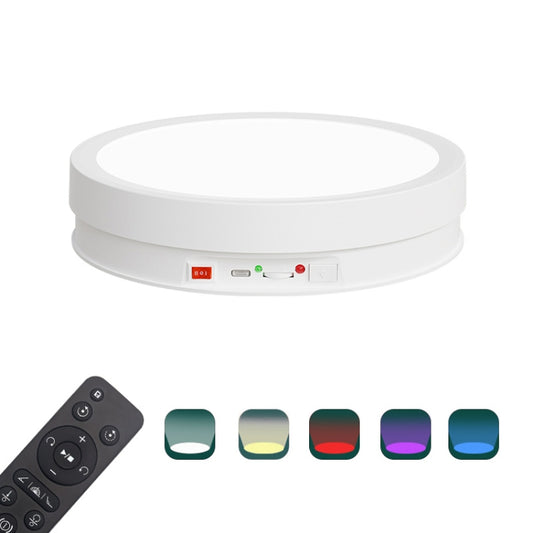22cm Colorful LED Light Electric Rotating Display Stand Turntable, Style:Power Plug-in(White) -  by buy2fix | Online Shopping UK | buy2fix