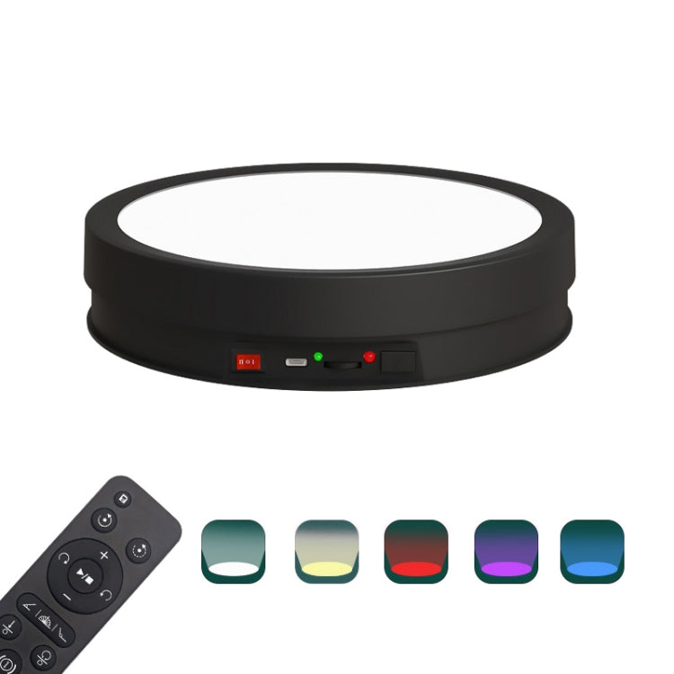 22cm Colorful LED Light Electric Rotating Display Stand Turntable, Style:Power Plug-in(Black) by buy2fix