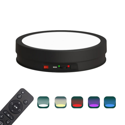 22cm Colorful LED Light Electric Rotating Display Stand Turntable, Style:Power Plug-in(Black) by buy2fix