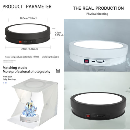 22cm Colorful LED Light Electric Rotating Display Stand Turntable, Style:Power Plug-in(Black) by buy2fix