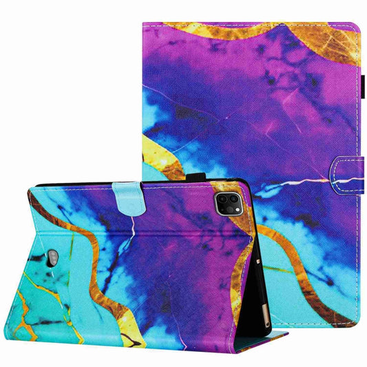 For iPad 11 Pro 2024 / 2020 / Air 4 10.9 Marble Pattern Stitching Smart Leather Tablet Case(Purple Blue) - iPad Air (2022) / (2020) 10.9 Cases by buy2fix | Online Shopping UK | buy2fix