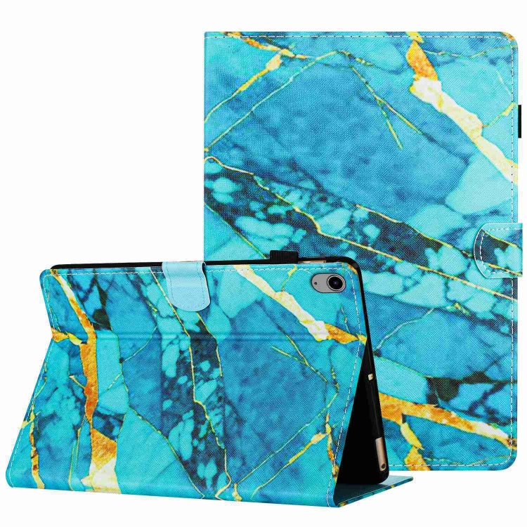 For iPad mini 2024 / mini 6 Marble Pattern Stitching Smart Leather Tablet Case(Gold Blue) - iPad mini 6 Cases by buy2fix | Online Shopping UK | buy2fix