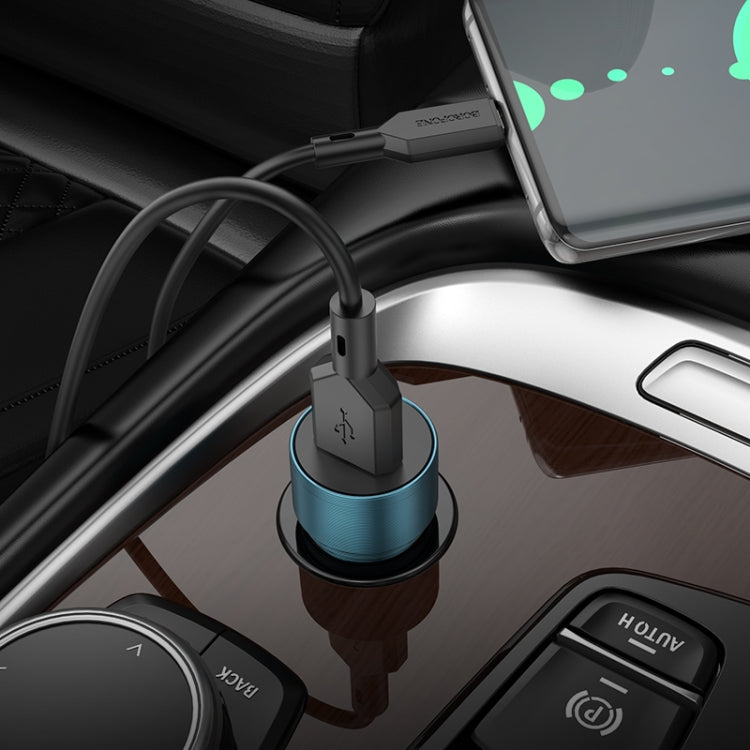 BOROFONE BZ19A Wisdom QC3.0 USB Port Fast Charging Car Charger with USB to Type-C Cable(Blue) - Car Charger by Borofone | Online Shopping UK | buy2fix