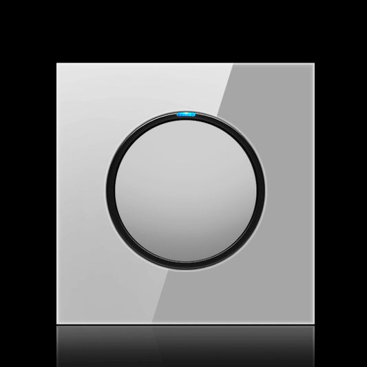 86mm Round LED Tempered Glass Switch Panel, Gray Round Glass, Style:One Open Dual Control -  by buy2fix | Online Shopping UK | buy2fix