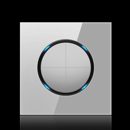 86mm Round LED Tempered Glass Switch Panel, Gray Round Glass, Style:Four Billing Control -  by buy2fix | Online Shopping UK | buy2fix