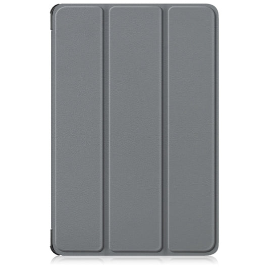 For Lenovo Tab M11/ Xiaoxin Pad 11 2024 Custer Texture 3-Fold Holder Leather Smart Tablet Case(Grey) - Lenovo by buy2fix | Online Shopping UK | buy2fix