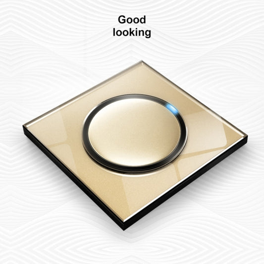 86mm Round LED Tempered Glass Switch Panel, Gold Round Glass, Style:Two Open Dual Control -  by buy2fix | Online Shopping UK | buy2fix