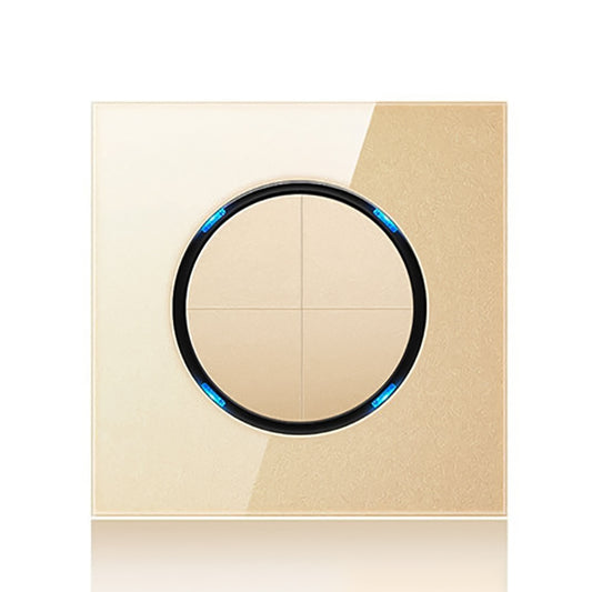 86mm Round LED Tempered Glass Switch Panel, Gold Round Glass, Style:Four Billing Control -  by buy2fix | Online Shopping UK | buy2fix