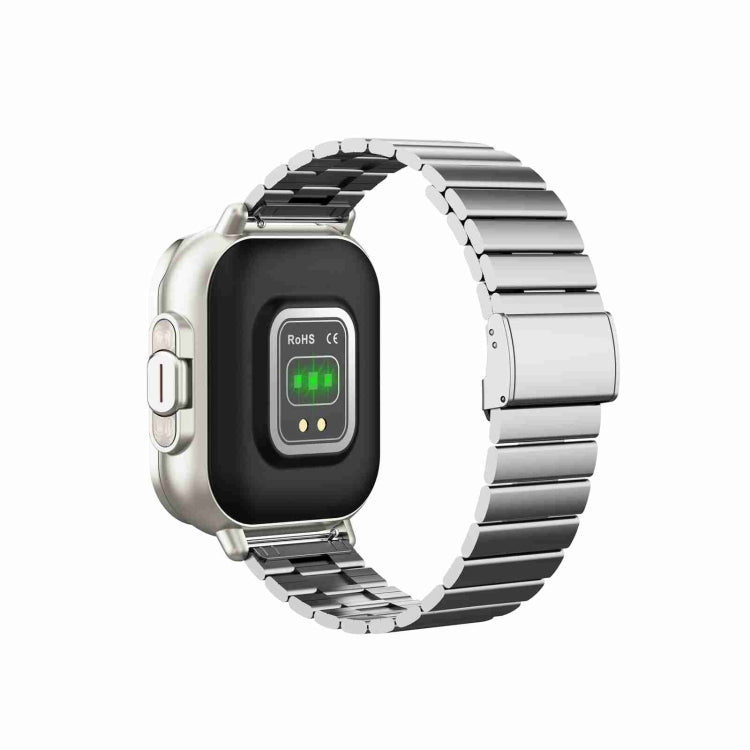 D8 2.01 inch 2 in 1 Bluetooth Earphone Steel Band Smart Watch, Support Health Monitoring / NFC(Silver) by buy2fix
