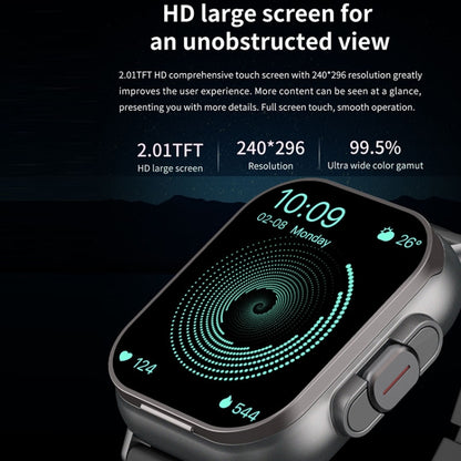 D8 2.01 inch 2 in 1 Bluetooth Earphone Steel Band Smart Watch, Support Health Monitoring / NFC(Black) by buy2fix