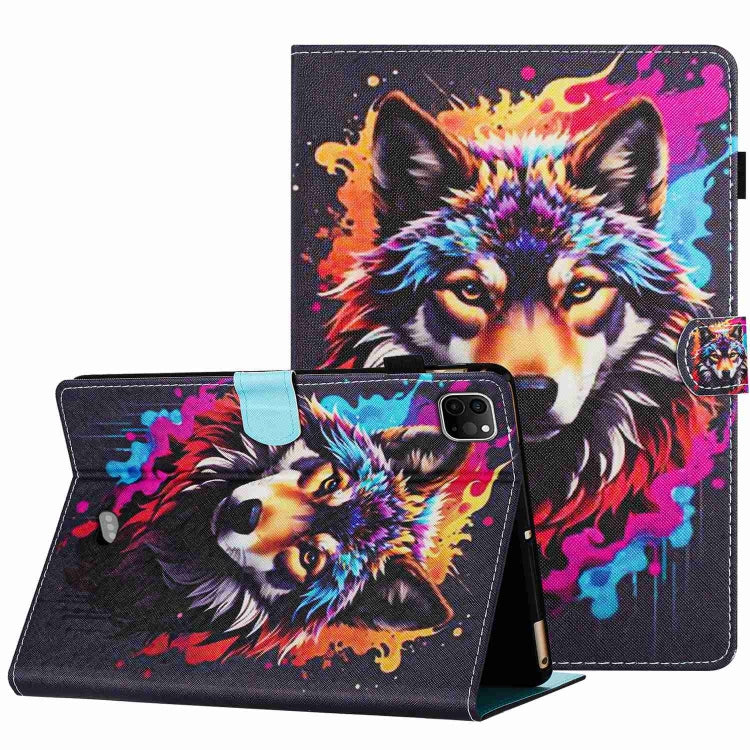 For iPad 11 Pro 2024 / 2020 / Air 4 10.9 Painted Pattern Stitching Smart Leather Tablet Case(Colorful Wolf) - iPad Air (2022) / (2020) 10.9 Cases by buy2fix | Online Shopping UK | buy2fix