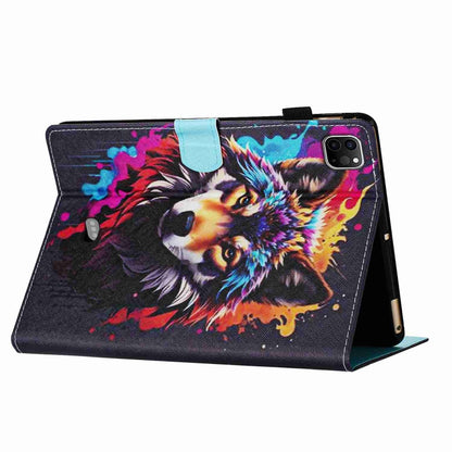 For iPad 11 Pro 2024 / 2020 / Air 4 10.9 Painted Pattern Stitching Smart Leather Tablet Case(Colorful Wolf) - iPad Air (2022) / (2020) 10.9 Cases by buy2fix | Online Shopping UK | buy2fix