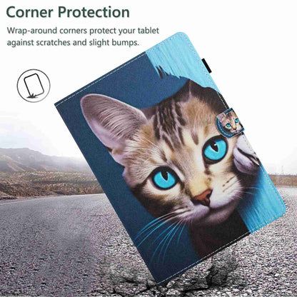For iPad 11 Pro 2024 / 2020 / Air 4 10.9 Painted Pattern Stitching Smart Leather Tablet Case(Blue Cat) - iPad Air (2022) / (2020) 10.9 Cases by buy2fix | Online Shopping UK | buy2fix