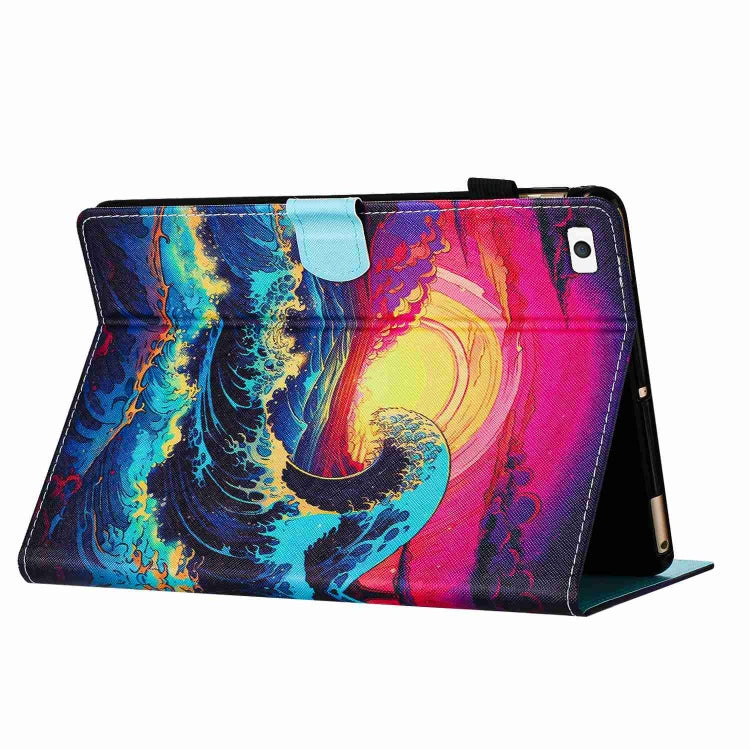 For iPad mini 5 / 4 / 3 / 2 / 1 Painted Pattern Stitching Smart Leather Tablet Case(Waves) - iPad mini (2019) / mini 5 Cases by buy2fix | Online Shopping UK | buy2fix
