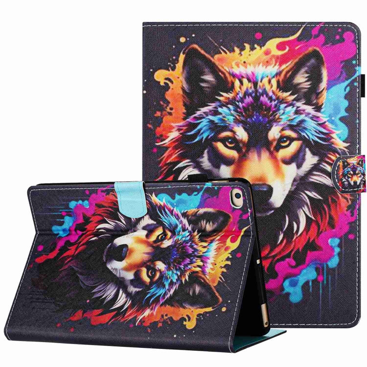For iPad 9.7 2018 / 2017 Painted Pattern Stitching Smart Leather Tablet Case(Colorful Wolf) - iPad 9.7 (2018) & (2017) Cases by buy2fix | Online Shopping UK | buy2fix