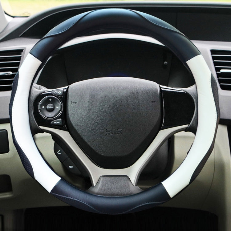 Super Fiber Leather Car Universal Anti-skid Steering Wheel Cover, Diameter: 38cm(Black White) by buy2fix