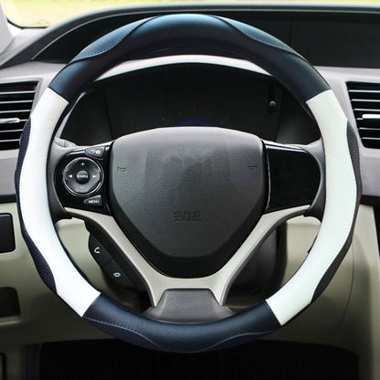 Super Fiber Leather Car Universal Anti-skid Steering Wheel Cover, Diameter: 38cm(Black White) by buy2fix