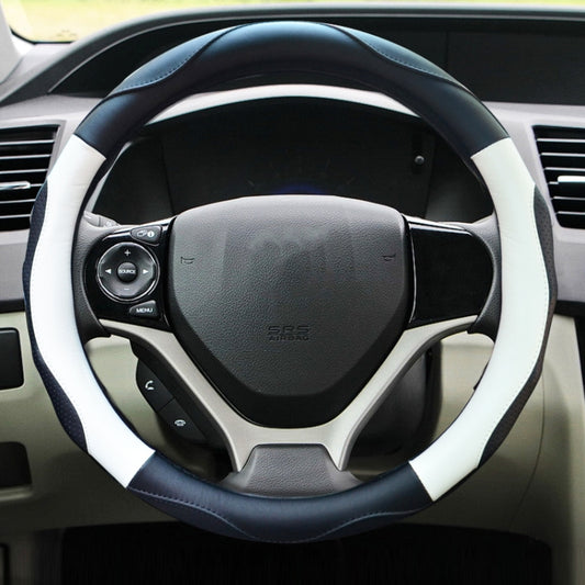 Super Fiber Leather Car Universal Anti-skid Steering Wheel Cover, Diameter: 38cm(Black White) by buy2fix