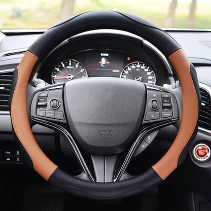 Super Fiber Leather Car Universal Anti-skid Steering Wheel Cover, Diameter: 38cm(Black Coffee) by buy2fix
