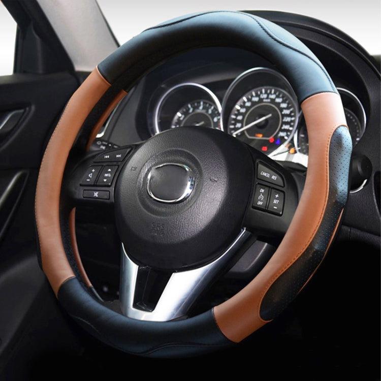 Super Fiber Leather Car Universal Anti-skid Steering Wheel Cover, Diameter: 38cm(Black Coffee) by buy2fix